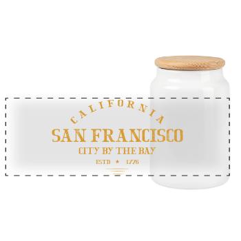 San Francisco - Panoramic Cookie Jar with Wooden Lid - white - Front