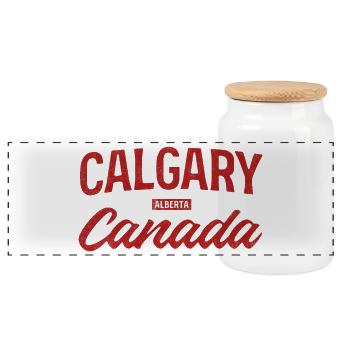 Calgary, Canada, Lettrage vintage - Boîte à biscuits avec couvercle en bois - blanc - Devant