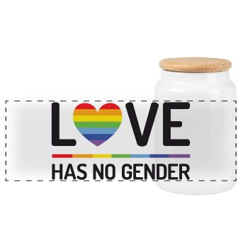 Pride Month - Liebe hat kein Geschlecht - Panorama Keksdose mit Holzdeckel - Weiß - Vorne