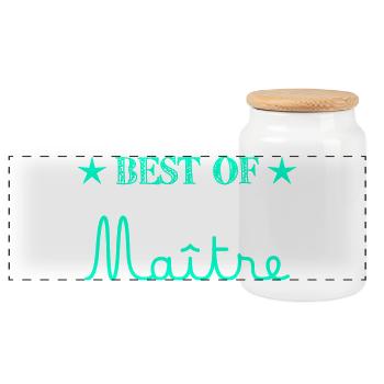 MERCI. MERCI MAÎTRE. CADEAU MAÎTRE. VACANCES. ÉTÉ. - Boîte à biscuits avec couvercle en bois - blanc - Devant