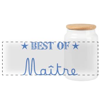 MERCI. MERCI MAÎTRE. CADEAU MAÎTRE. VACANCES. ÉTÉ. - Boîte à biscuits avec couvercle en bois - blanc - Devant