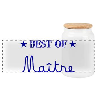 MAÎTRE. MERCI. MERCI MAÎTRE. CADEAU MAÎTRE - Boîte à biscuits avec couvercle en bois - blanc - Devant