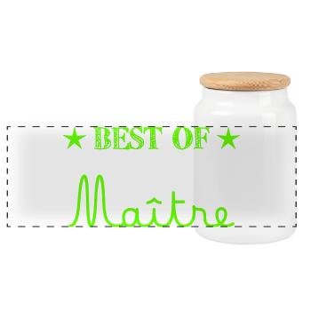 MAÎTRE. MERCI. MERCI MAÎTRE. CADEAU MAÎTRE - Boîte à biscuits avec couvercle en bois - blanc - Devant