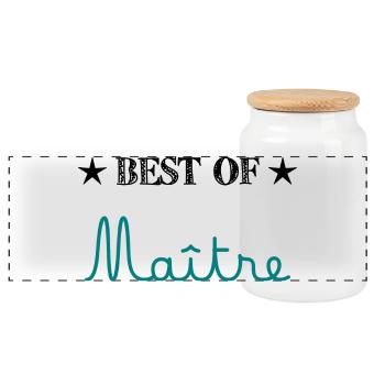 MAÎTRE. MERCI. MERCI MAÎTRE. CADEAU MAÎTRE. ECOLE - Boîte à biscuits avec couvercle en bois - blanc - Devant