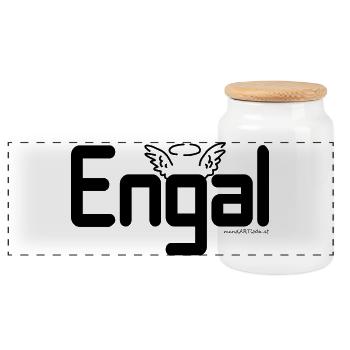 Engal - Engerl, Austrian dialect, Gift - Panoramic Cookie Jar with Wooden Lid - white - Front