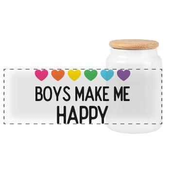 Pride Month LGBTQ - Boys Make Me Happy - Panoramic Cookie Jar with Wooden Lid - white - Front