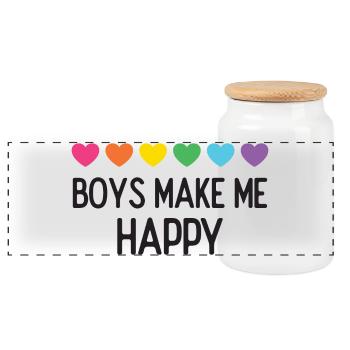 Pride Month LGBTQ - Boys Make Me Happy - Panoramic Cookie Jar with Wooden Lid - white - Front