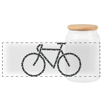 Bicycle sketch - Panoramic Cookie Jar with Wooden Lid - white - Front