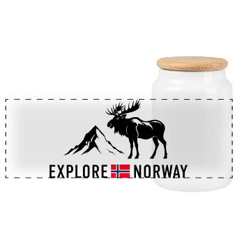 Explore Norway | Skandinavien Norwegen Berge Natur - Panorama Keksdose mit Holzdeckel - Weiß - Vorne