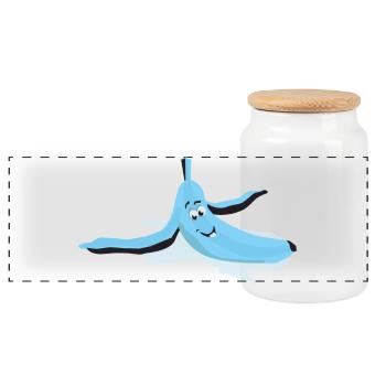 Oeil glissé banane - Boîte à biscuits avec couvercle en bois - blanc - Devant