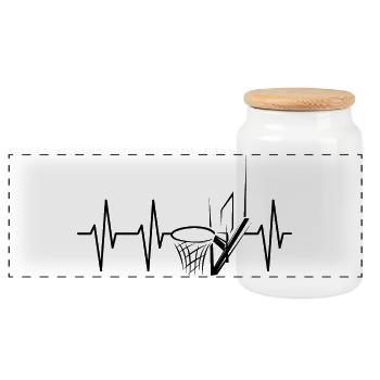 Pulse panier de basket-ball symbole de battement de cœur Streetball - Boîte à biscuits avec couvercle en bois - blanc - Devant