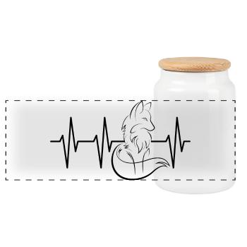 Puls Fuchs Symbol Herzschlag Füchse Illustration - Panorama Keksdose mit Holzdeckel - Weiß - Vorne