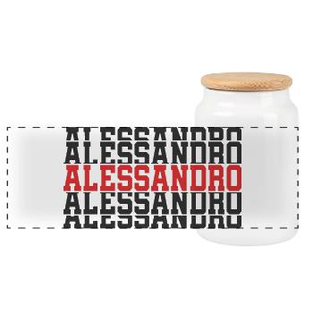 T-shirt Alessandro t-shirt cadeau texte empilé - Boîte à biscuits avec couvercle en bois - blanc - Devant