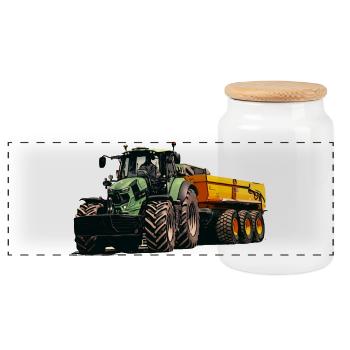 Deutz avec remorque benne - Boîte à biscuits avec couvercle en bois - blanc - Devant