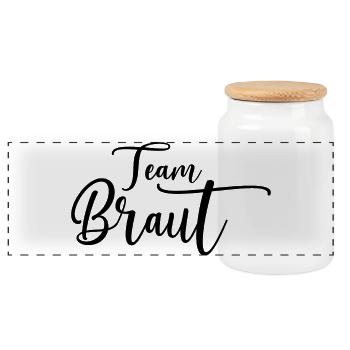 Mariée d’équipe pour enterrement de vie de jeune fille - Boîte à biscuits avec couvercle en bois - blanc - Devant