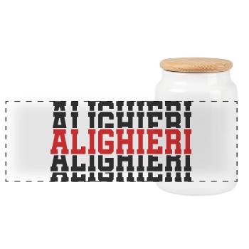 Alighieri t-shirt stacked text idea t-shirt - Panoramic Cookie Jar with Wooden Lid - white - Front