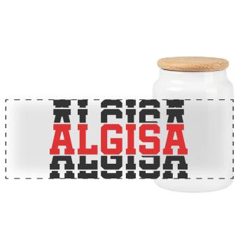 Algisa t-shirt t-shirt idée cadeau texte empilé - Boîte à biscuits avec couvercle en bois - blanc - Devant