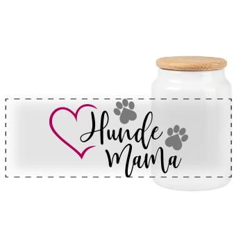 Hund Hunde Mama  - Panorama Keksdose mit Holzdeckel - Weiß - Vorne