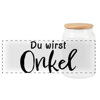 Du wirst Onkel - Panorama Keksdose mit Holzdeckel - Weiß - Vorne