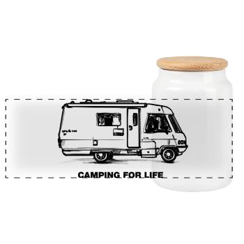 Camping For Life - Panorama Keksdose mit Holzdeckel - Weiß - Vorne