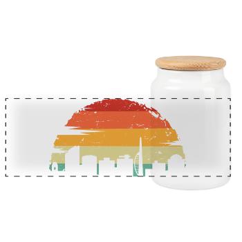 Sunset Skyline Retro Gradient - Panoramic Cookie Jar with Wooden Lid - white - Front