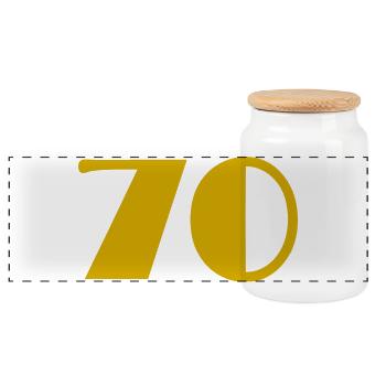 70. 70 YEARS. 70th ANNIVERSARY. 70 YEARS ANNIVERSARY. - Panoramic Cookie Jar with Wooden Lid - white - Front