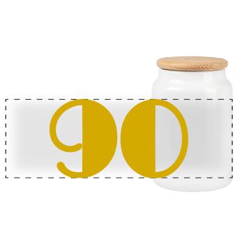 90. 90 JAHRE. 90-JÄHRIGES JUBILÄUM. 90-JÄHRIGES JUBILÄUM. - Panorama Keksdose mit Holzdeckel - Weiß - Vorne