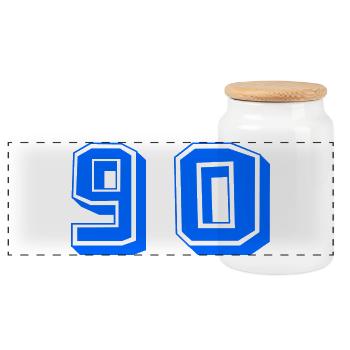 90. 90 YEARS. 90th ANNIVERSARY. 90 YEARS ANNIVERSARY. - Panoramic Cookie Jar with Wooden Lid - white - Front