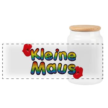 Maus - Panorama Keksdose mit Holzdeckel - Weiß - Vorne