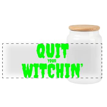 Sorcière verte effrayante Quit Design - Boîte à biscuits avec couvercle en bois - blanc - Devant