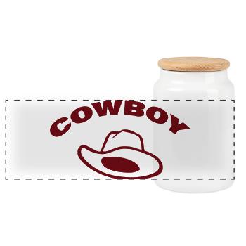COW-BOY - Boîte à biscuits avec couvercle en bois - blanc - Devant