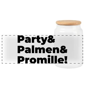 Party Palmen Promille - Panorama Keksdose mit Holzdeckel - Weiß - Vorne