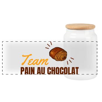 Team Pain Au Chocolat - Panorama Keksdose mit Holzdeckel - Weiß - Vorne