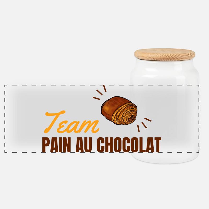 Team Pain Au Chocolat - Panorama Keksdose mit Holzdeckel - Weiß