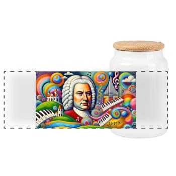 Johann Sebastian Bach : Portrait dans le style de la peinture moderne - Boîte à biscuits avec couvercle en bois - blanc - Devant