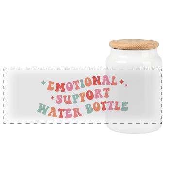 Emotional Support Water Bottle Design - Panoramic Cookie Jar with Wooden Lid - white - Front