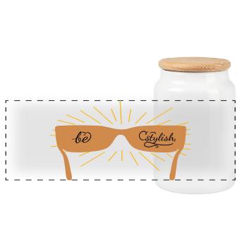 be stylish with sunglasses - Panoramic Cookie Jar with Wooden Lid - white - Front
