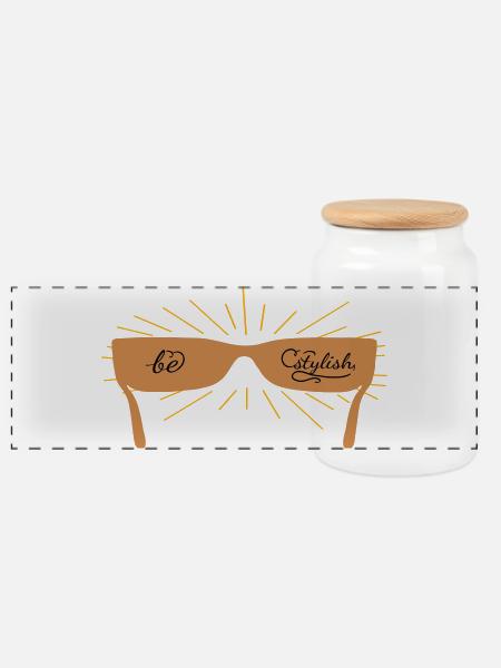 be stylish mit einer Sonnenbrille - Panorama Keksdose mit Holzdeckel - Weiß