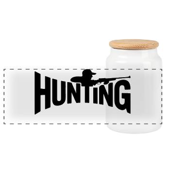 Jagd - Cool Hunter Logo - Panorama Keksdose mit Holzdeckel - Weiß - Vorne