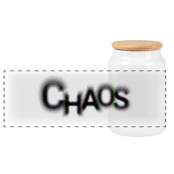 Chad's Groovy Neon Lettering - Panoramic Cookie Jar with Wooden Lid - white - Front