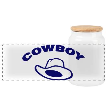 Cow-boy - Boîte à biscuits avec couvercle en bois - blanc - Devant