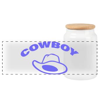 Cowboy - Panoramic Cookie Jar with Wooden Lid - white - Front