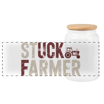 Stuck Farmer Traktor, Vintage Farming Farm Farmer - Panorama Keksdose mit Holzdeckel - Weiß - Vorne