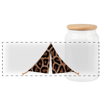 Tent Camping Leolook Leopard Pattern Camper Outdoor - Panoramic Cookie Jar with Wooden Lid - white - Front