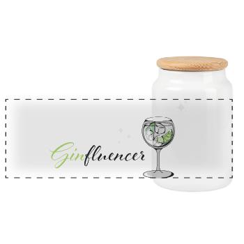 gInfluencer - Panoramic Cookie Jar with Wooden Lid - white - Front