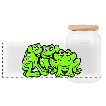 3 grenouilles équipe crapaud amis cool équipage drôle mignon - Boîte à biscuits avec couvercle en bois - blanc - Devant