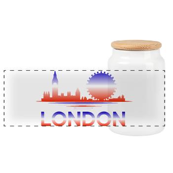 Farbverlauf der Londoner Skyline - Panorama Keksdose mit Holzdeckel - Weiß - Vorne