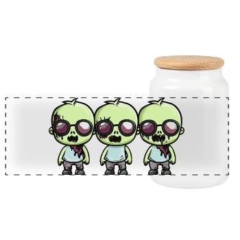Zombies Halloween - Panorama Keksdose mit Holzdeckel - Weiß - Vorne