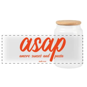 ASAP - Amore Sunset and Pasta - Panoramic Cookie Jar with Wooden Lid - white - Front