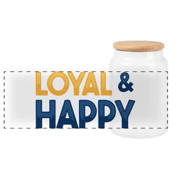Loyal & Happy - Boîte à biscuits avec couvercle en bois - blanc - Devant